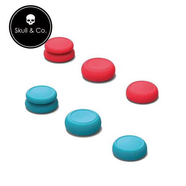 Skull & Co. Thumb Grip Set for Nintendo Switch Joy-Con Controller (Neon Red & Neon Blue)