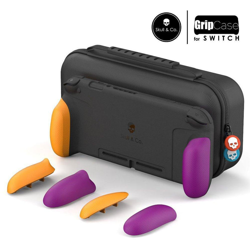 Skull & Co. GripCase Set for Nintendo Switch (with MaxCarry Case & Grips) - Neon Purple & Orange