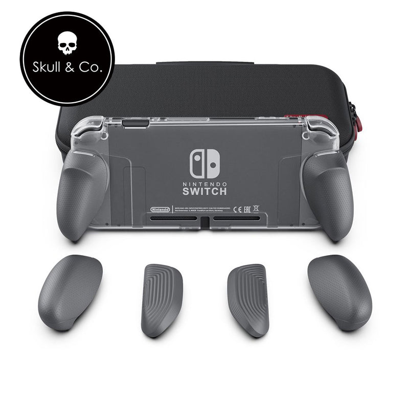 Skull & Co. GripCase Crystal Bundle Set for Nintendo Switch (with MaxCarry Case & Grips) - Grey