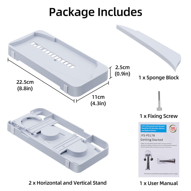 JYS 2 IN 1 HORIZONTAL AND VERTICAL STAND FOR NEW PS5 Slim (White)