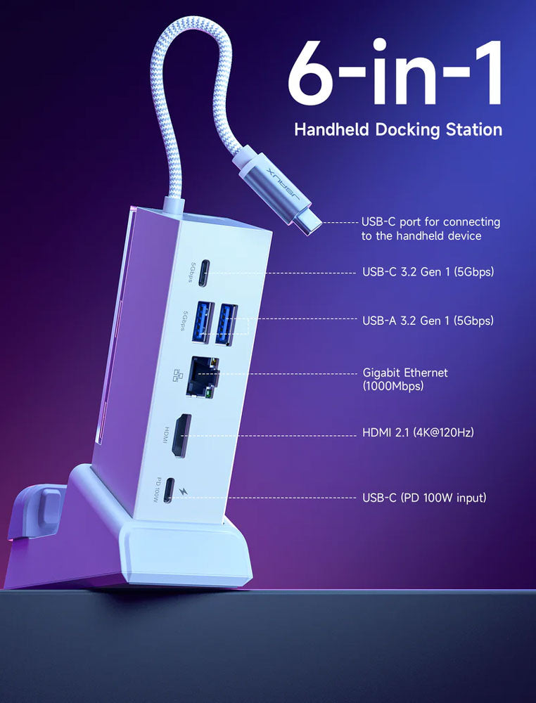 JSAUX 6-in-1 Multifunctional Docking Station - HB0609 – White