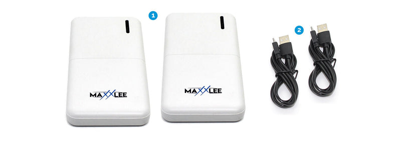 Maxxlee 2x WHITE 10000mAh Power Bank Dual USB External Portable Battery Charger iPhone Android Mobile