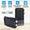 2x BLACK 10000mAh Solar Power Bank Dual USB Battery Charger Portable Torch Light Compass