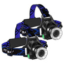 2x Headlight LED Torch CREE XM-L T6 Zoomable Headlamp Rechargeable 18650 Batteries