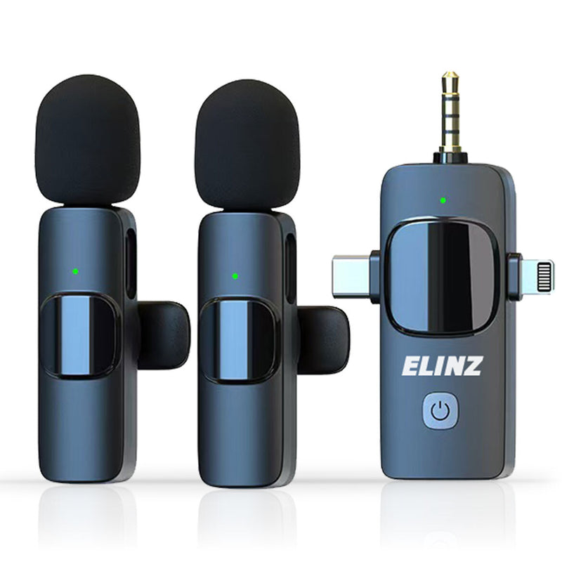 3 in 1 Wireless Lavalier Microphones for iPhone iPad Android Laptops Camera Interviewing Live Streaming Vlogging