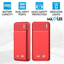 Maxxlee 2x 10000mAh Slim Power Bank USB Backup External Battery Mobile Charger